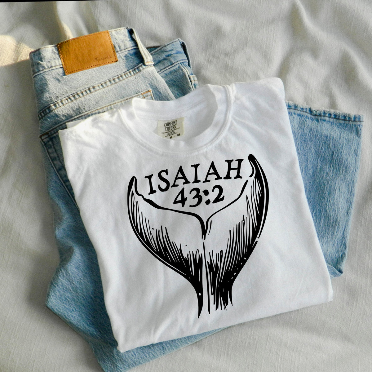 Isaiah 43:2 whale (black) DTF Transfer
