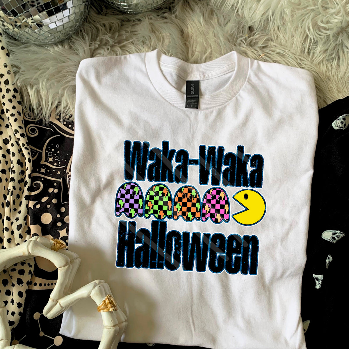 Waka Waka Halloween blue glitter outline 110582 DTF transfer