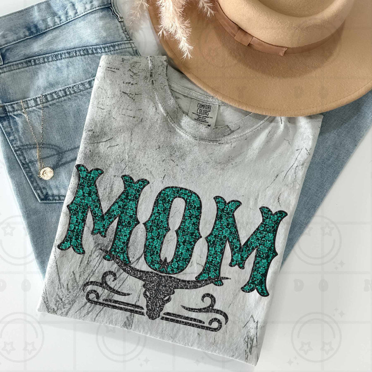 Mom bull skull (HW) 84493 DTF transfer