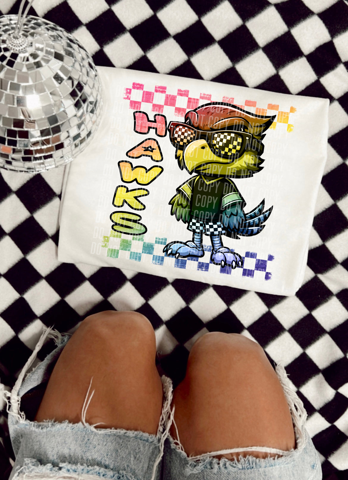 Rainbow Mascot Cartoon Hawks 30711 DTF transfers