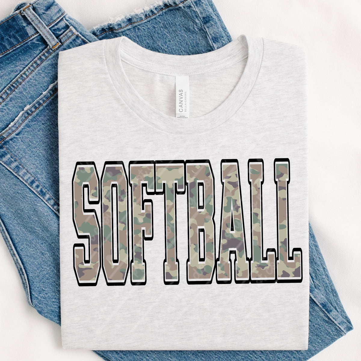 Softball camo (black outline) NOT DISTRESSED (MZ) DTF Transfer