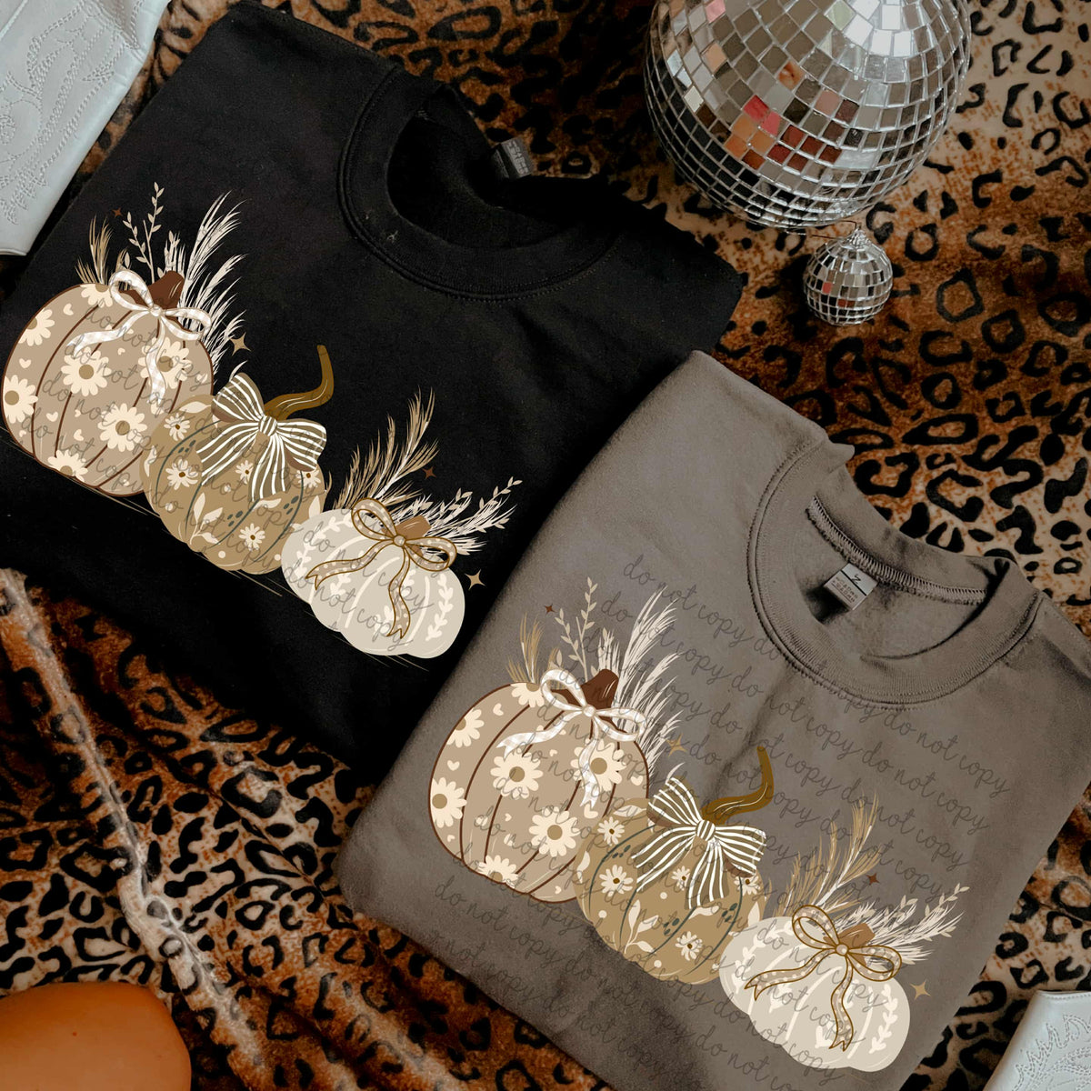 Three pumpkins and bows (MMD) DTF transfer