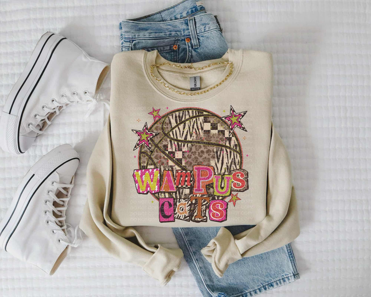 Wampus Cats magazine font and basketball (SCG) DTF Transfer