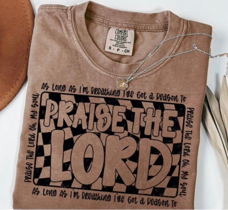 Praise the lord checkered background BLACK 106485 DTF transfer