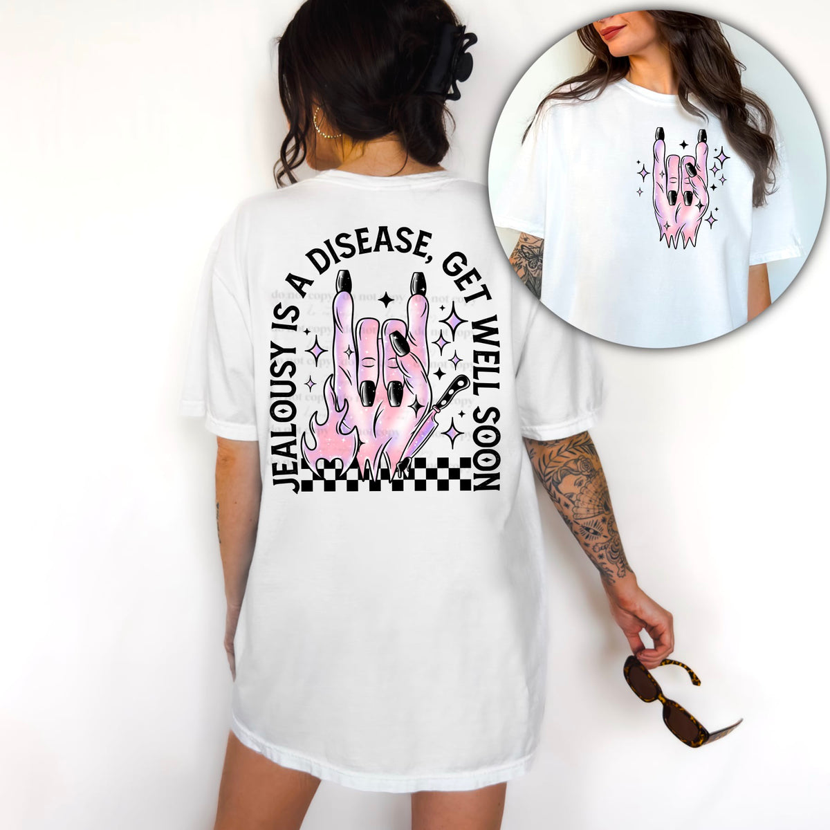 Jealousy is a disease black font FRONT ONLY (CSC) 65716 DTF transfer