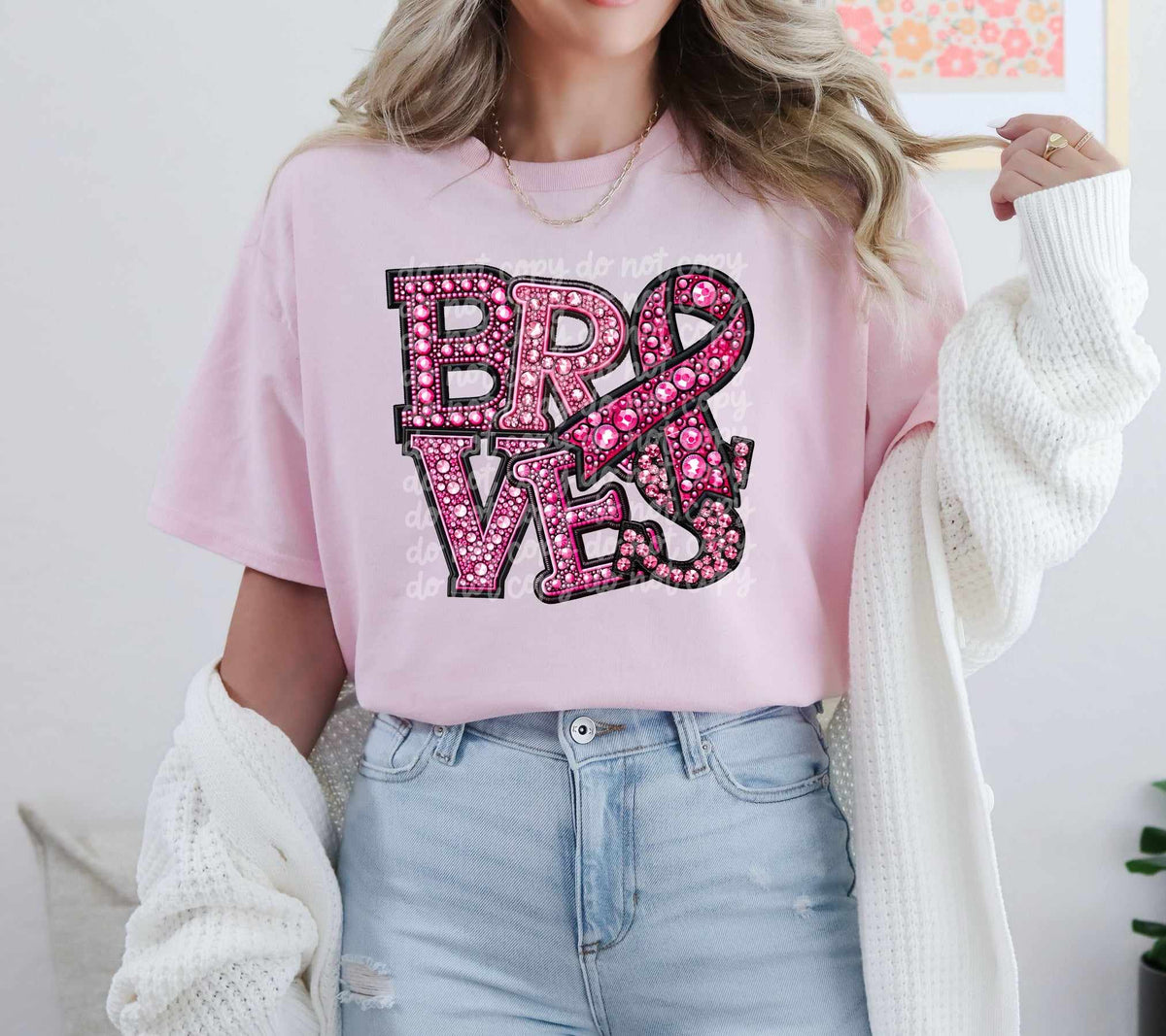 Braves pink rhinestone 60618 DTF transfer
