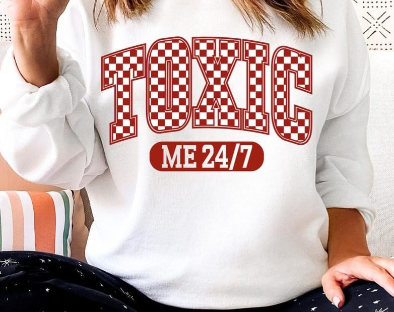 Toxic me 24/7 red checkered 75883 DTF transfer