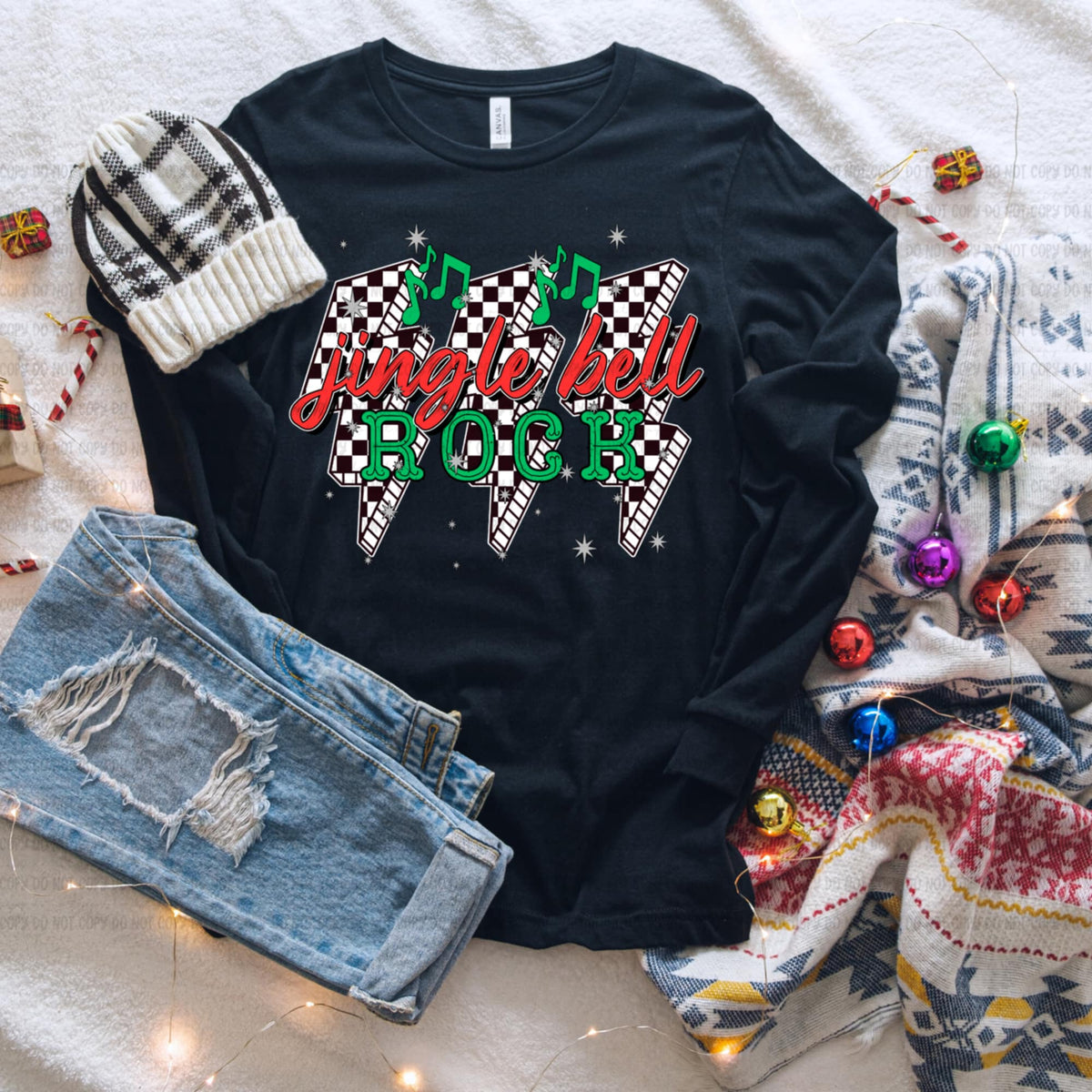 Jingle Bell Rock lightning bolts (REVEL) DTF transfer