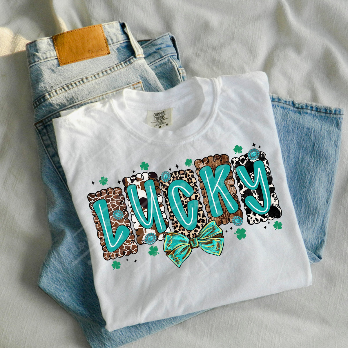 Lucky western (black frames) DTF transfer