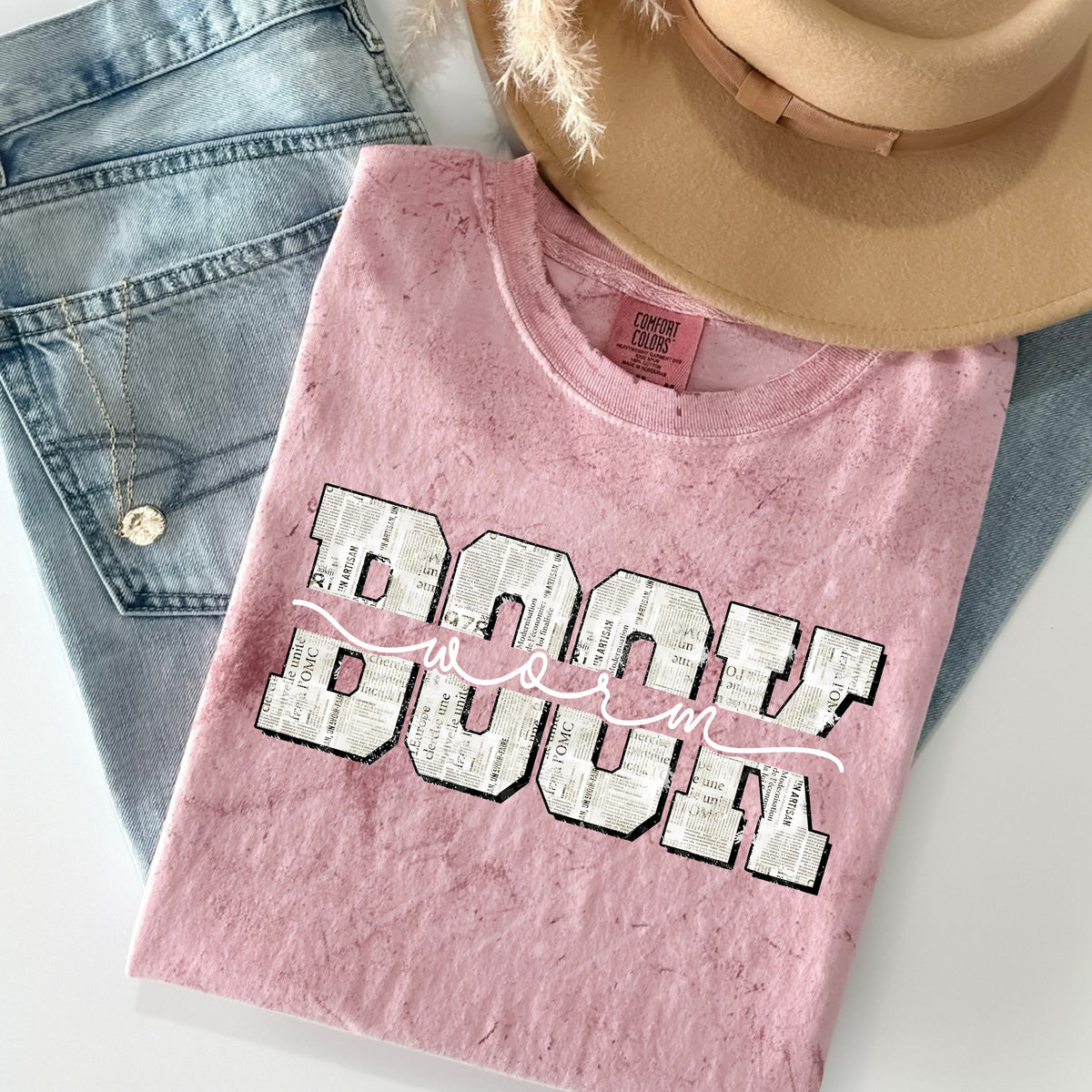 Book Worm white cursive DTF Transfer