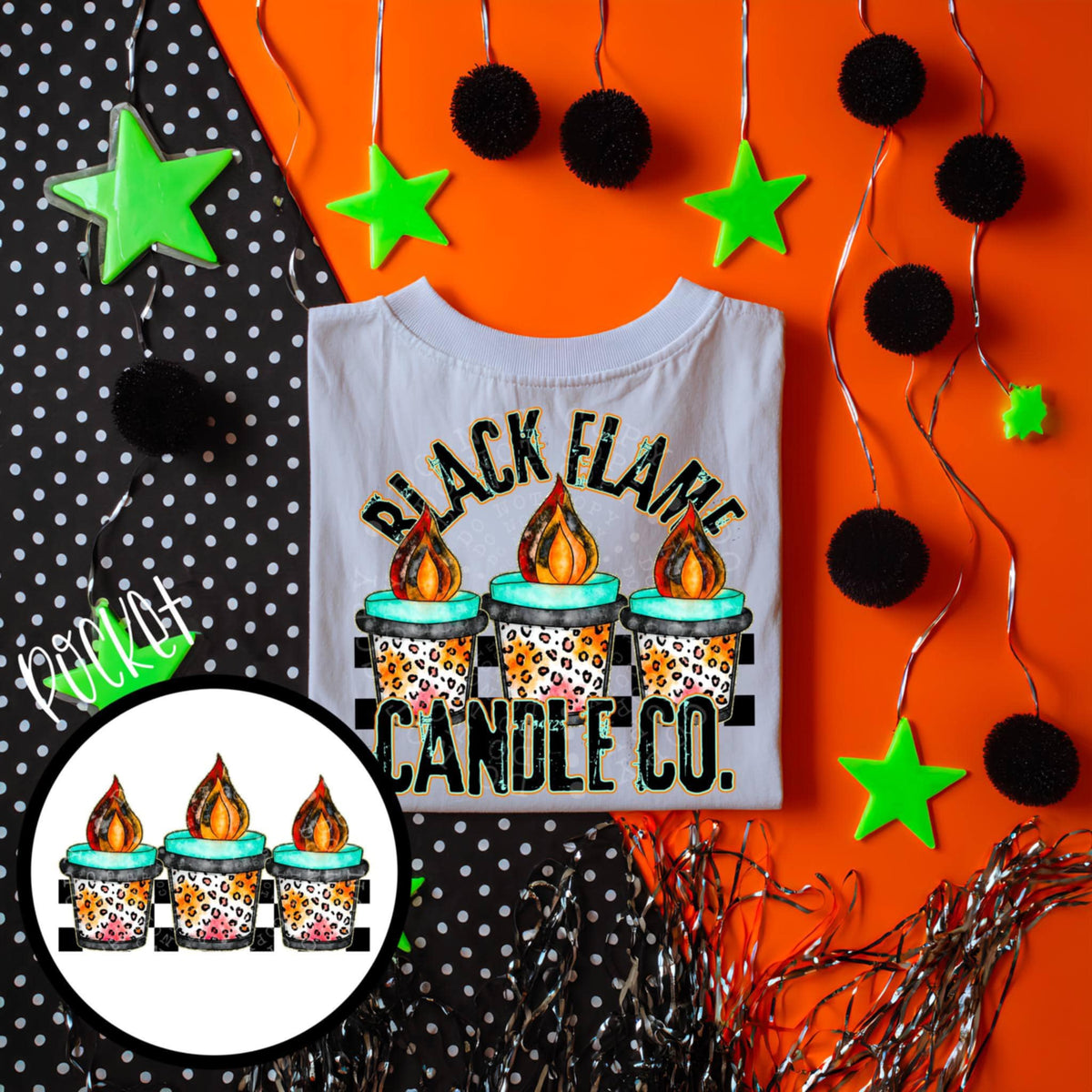 Black flame candle co BACK 106264 DTF transfer