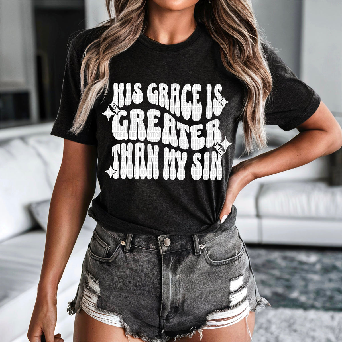 His grace is greater than my sin white font 93560 DTF transfer