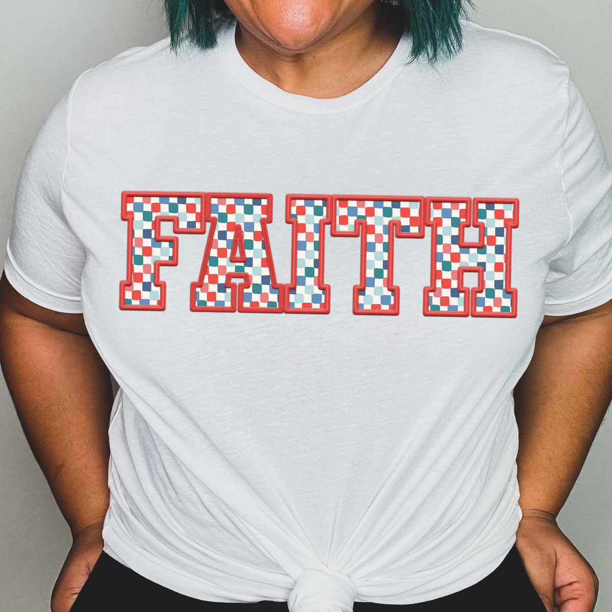 Faith checkered red outline (CITY) 24277 DTF transfer