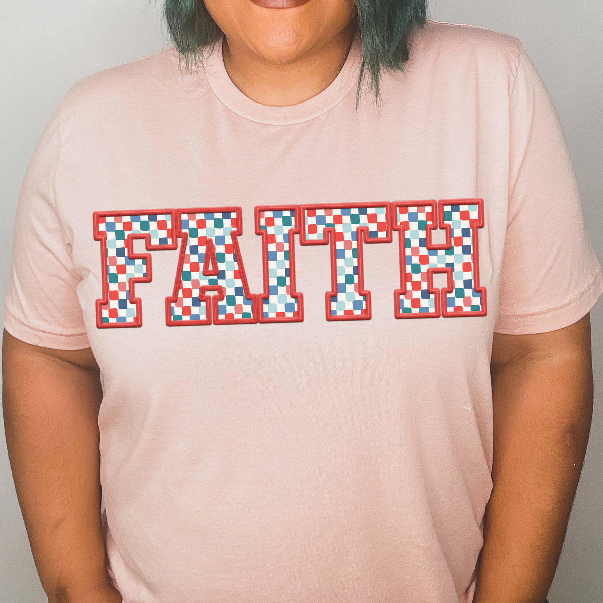 Faith checkered red outline (CITY) 24277 DTF transfer