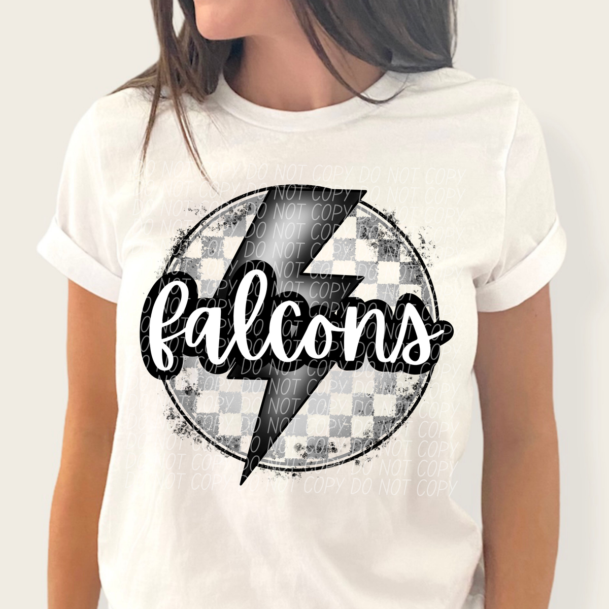Falcons grey/silver lightning bolt circle CITY DTF transfer