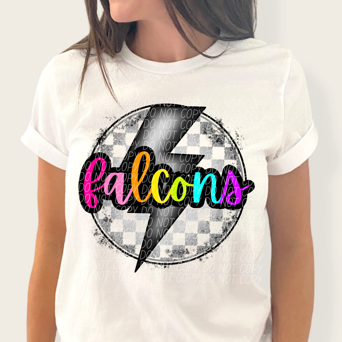 Falcons BRIGHT COLORS FONT lightning bolt circle CITY DTF transfer