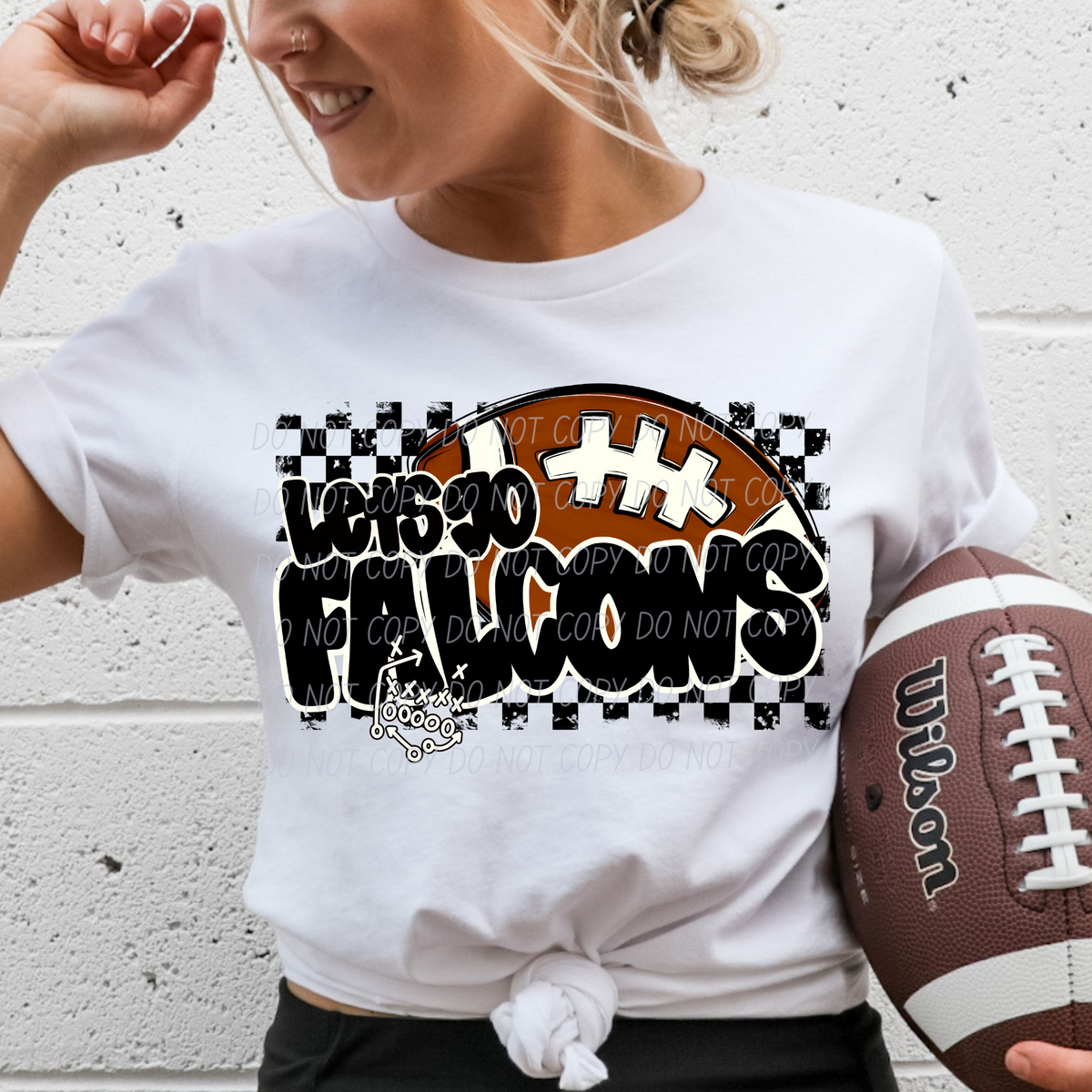 Let's go Falcons (checkered background) (City) DTF Transfer
