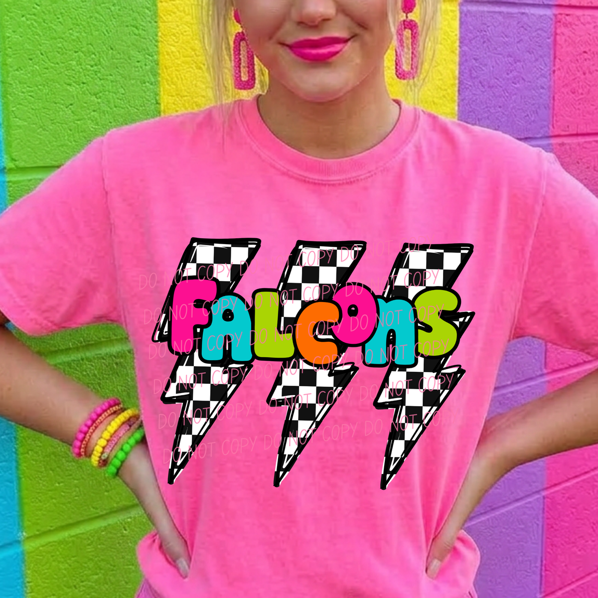 Falcons multi color with lightning bolt background (city) DTF Transfer