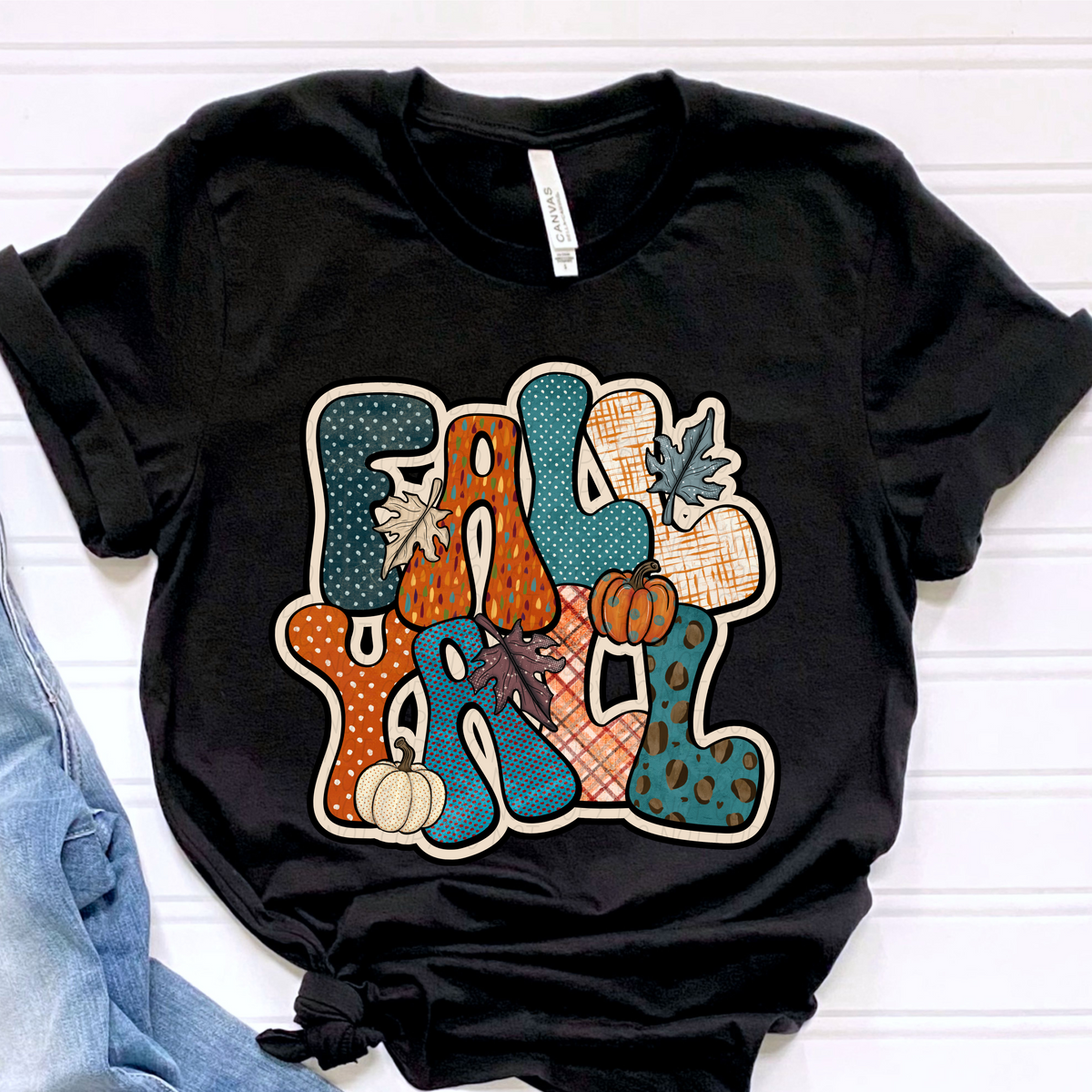 Fall yall retro BLUE FONT CITY DTF transfer