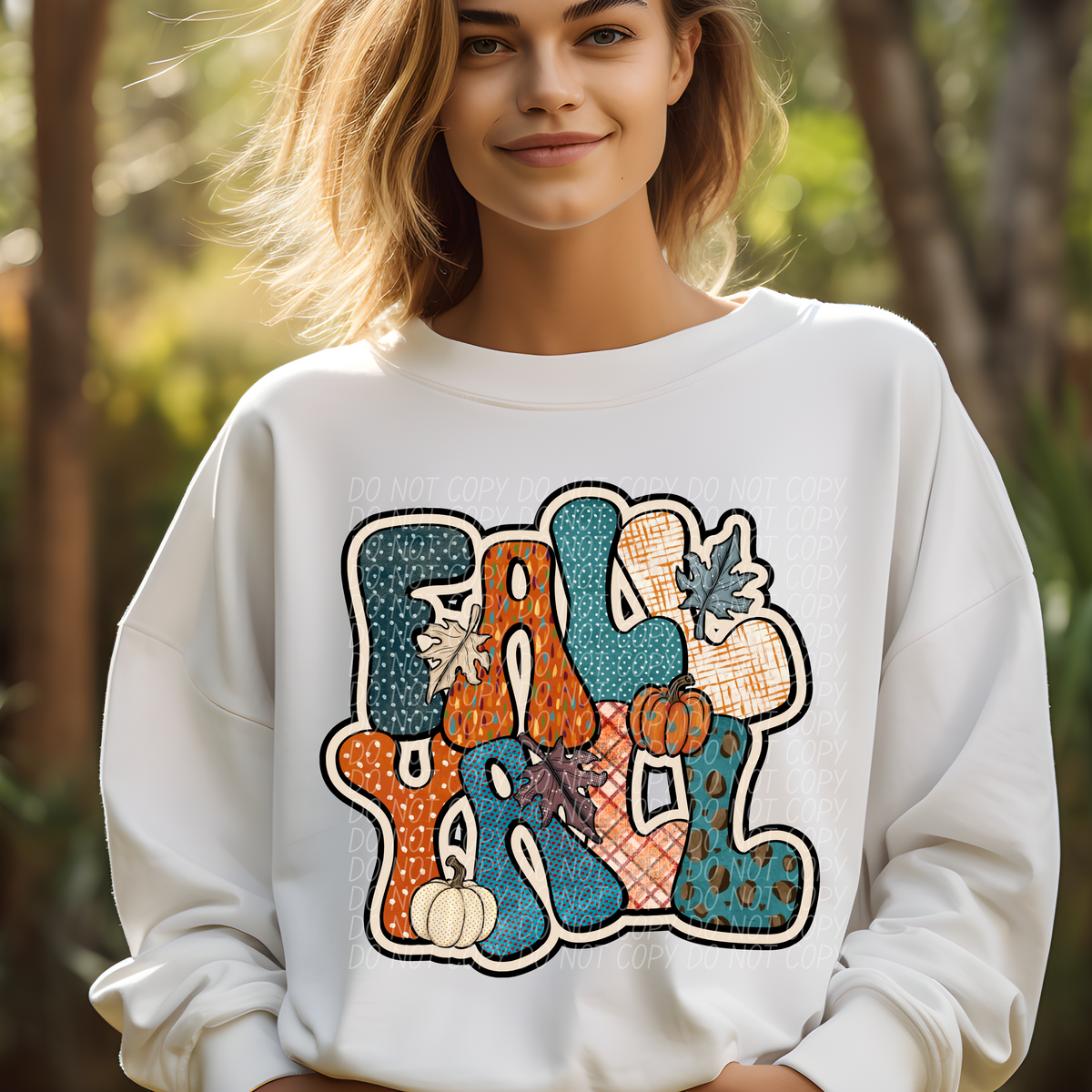 Fall yall retro BLUE FONT CITY DTF transfer