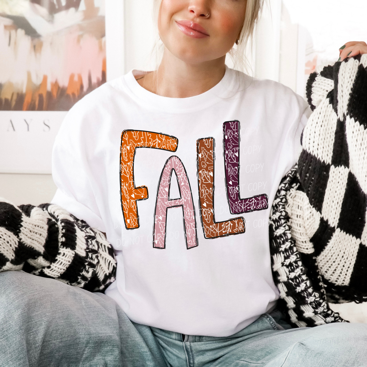 Fall Leaf Font with brown L (CITY)DTF Transfer
