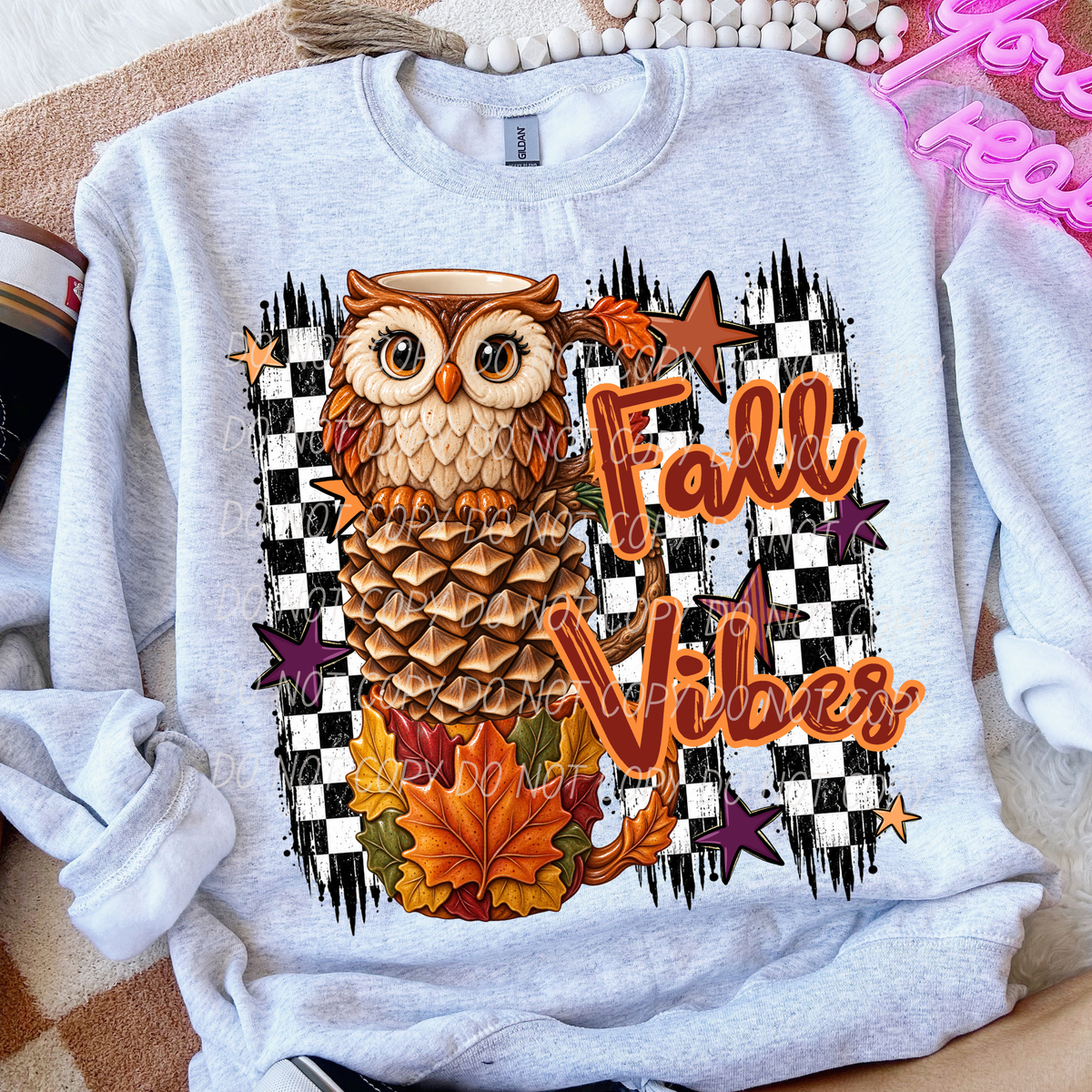 Fall Vibes-Owl and Leaf Mugs (CITY)DTF Transfer