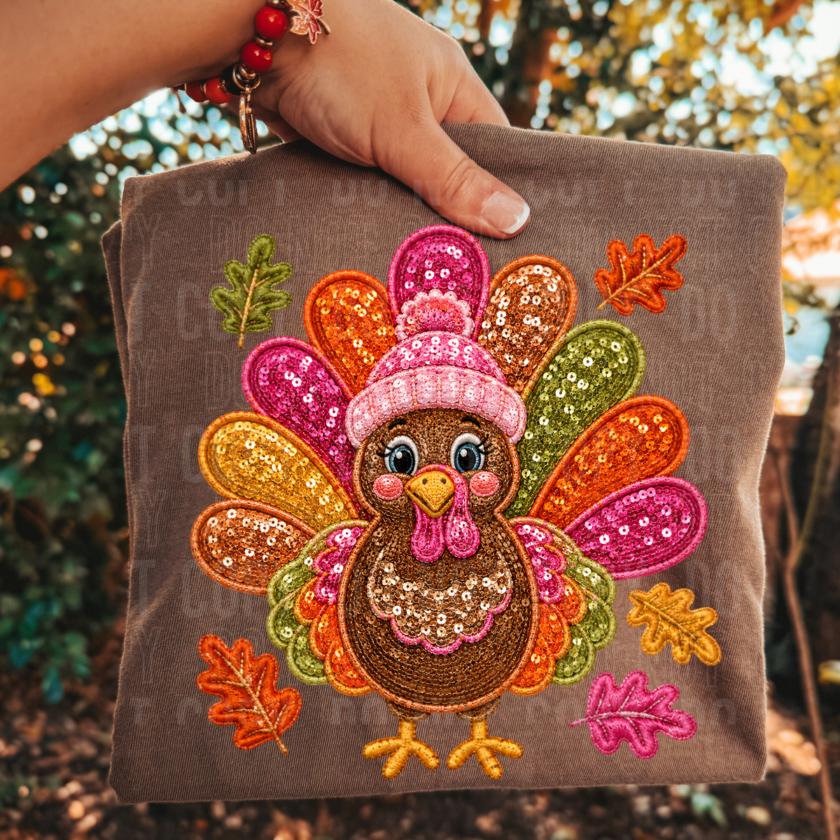 Turkey in boggin faux sequins DTF Transfer