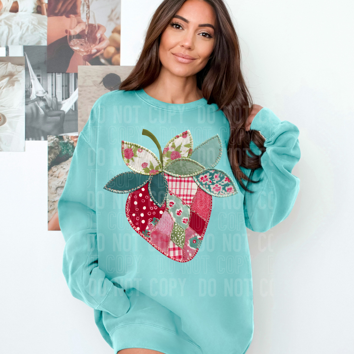 Faux patchwork strawberry (SBB) DTF Transfer