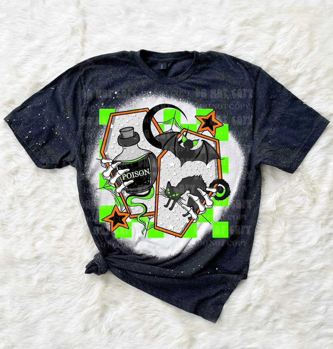 Poison green color and cats DTF TRANSFER