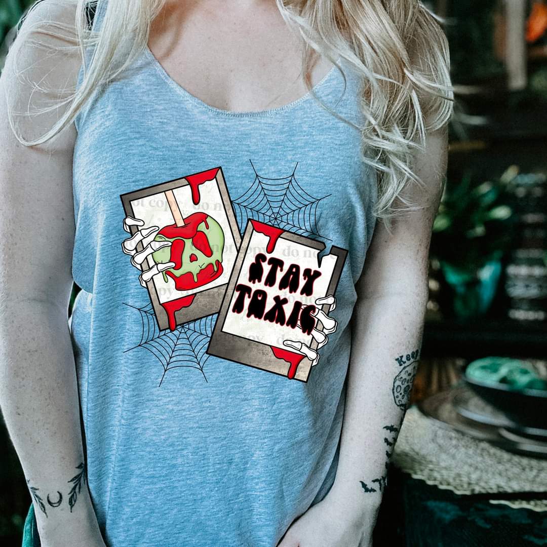 Stay toxic rotten red/green apple DTF TRANSFER