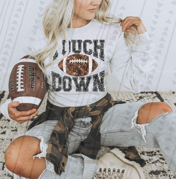 Touch down Sequin football and font  DTF TRANSFER