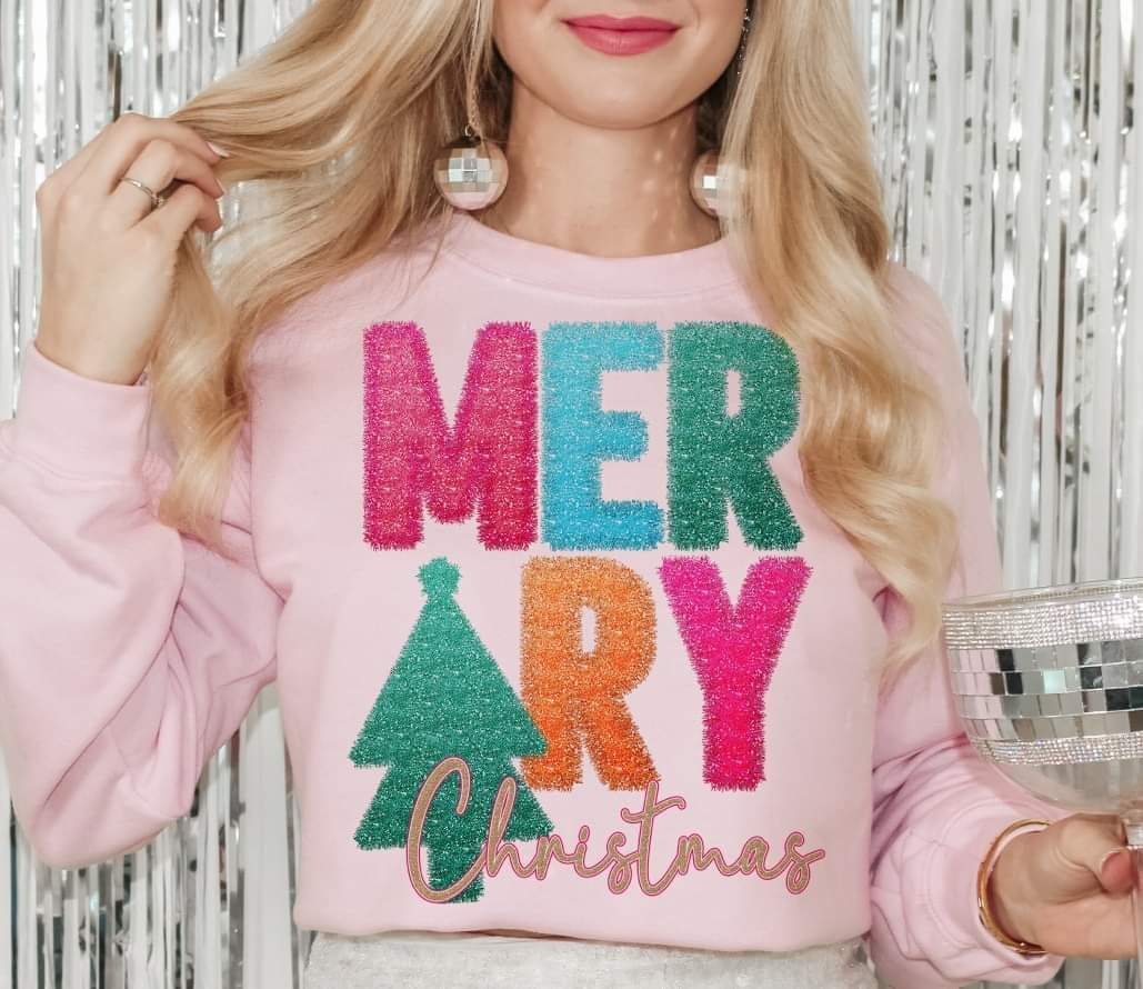 Merry Christmas sequin DTF TRANSFER