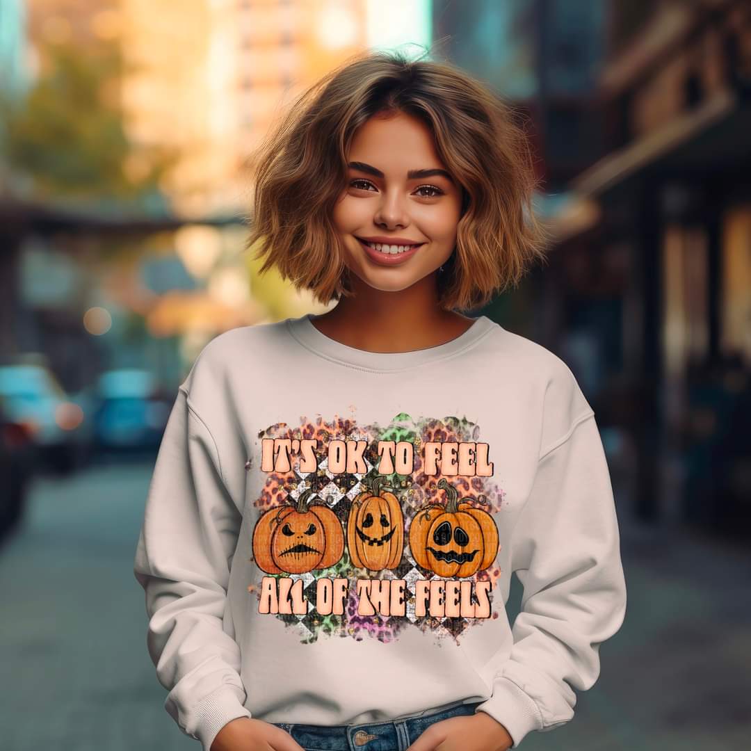 It's okay to feel all of the feels pumpkins DTF TRANSFER
