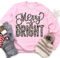 Merry and Bright leopard FAUX  sequins  DTF TRANSFER