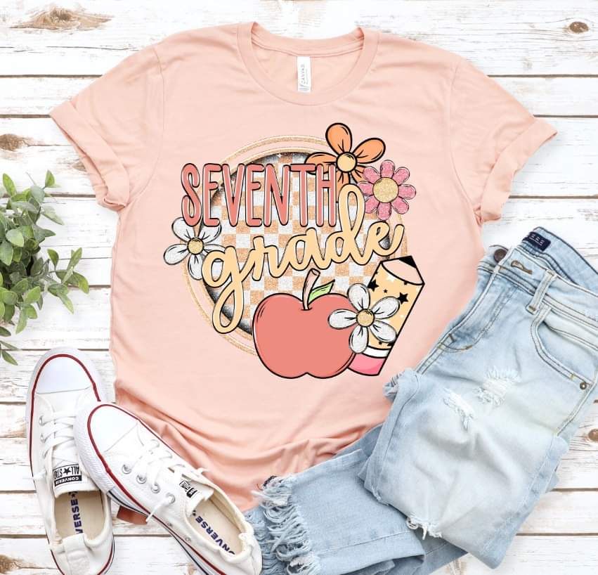 Seventh grade circle apple pencil (S&G) DTF Transfer