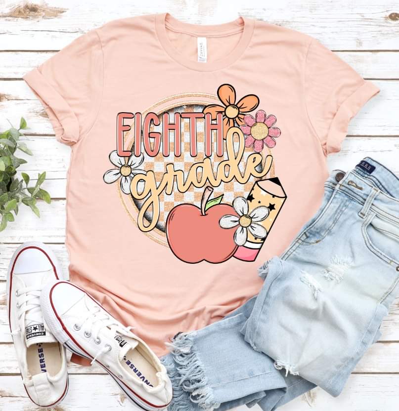 Eighth grade circle apple pencil (S&G) DTF Transfer