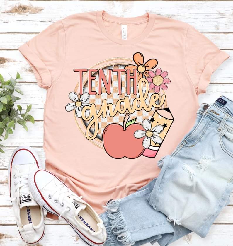 Tenth grade circle apple pencil (S&G) DTF Transfer