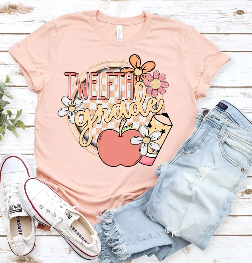 Twelfth grade circle apple pencil (S&G) DTF Transfer