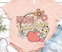 Reading teacher circle apple pencil (S&G) DTF Transfer