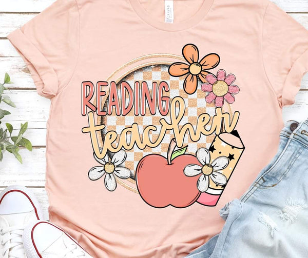 Reading teacher circle apple pencil (S&G) DTF Transfer