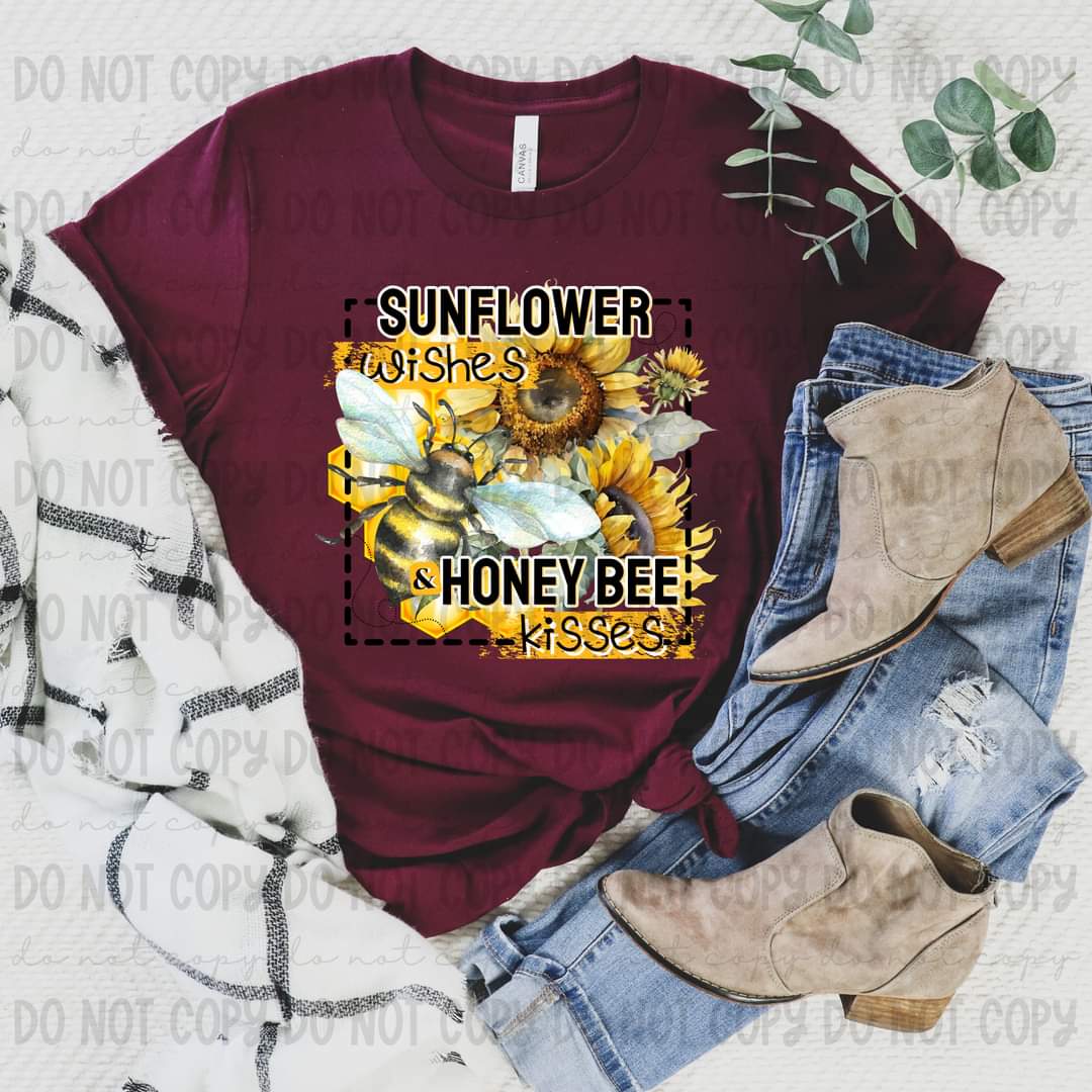 Sunflower wishes honeybee kisses sunflower DTF transfers