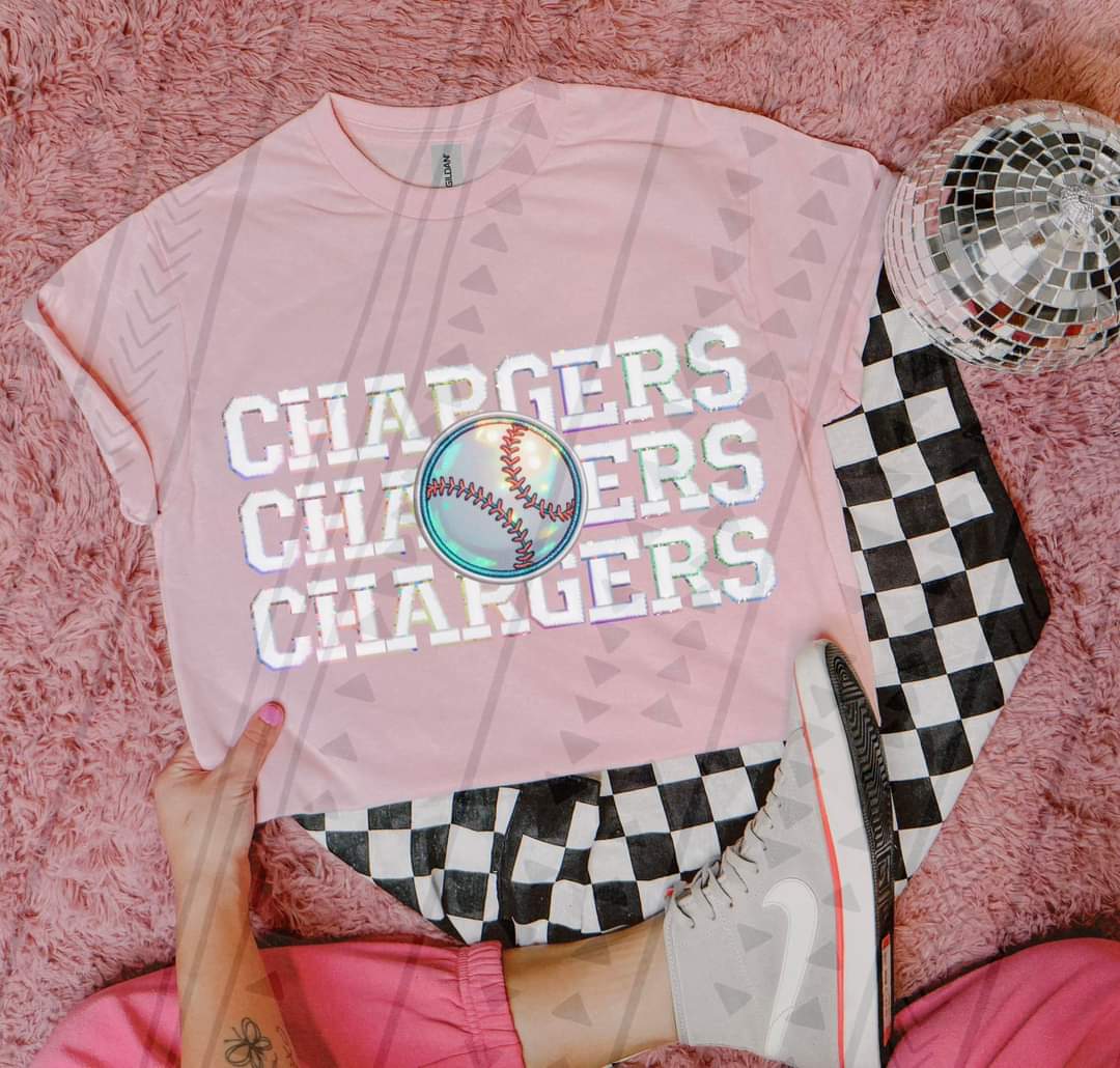 Chargers stacked (baseball) DTF transfer