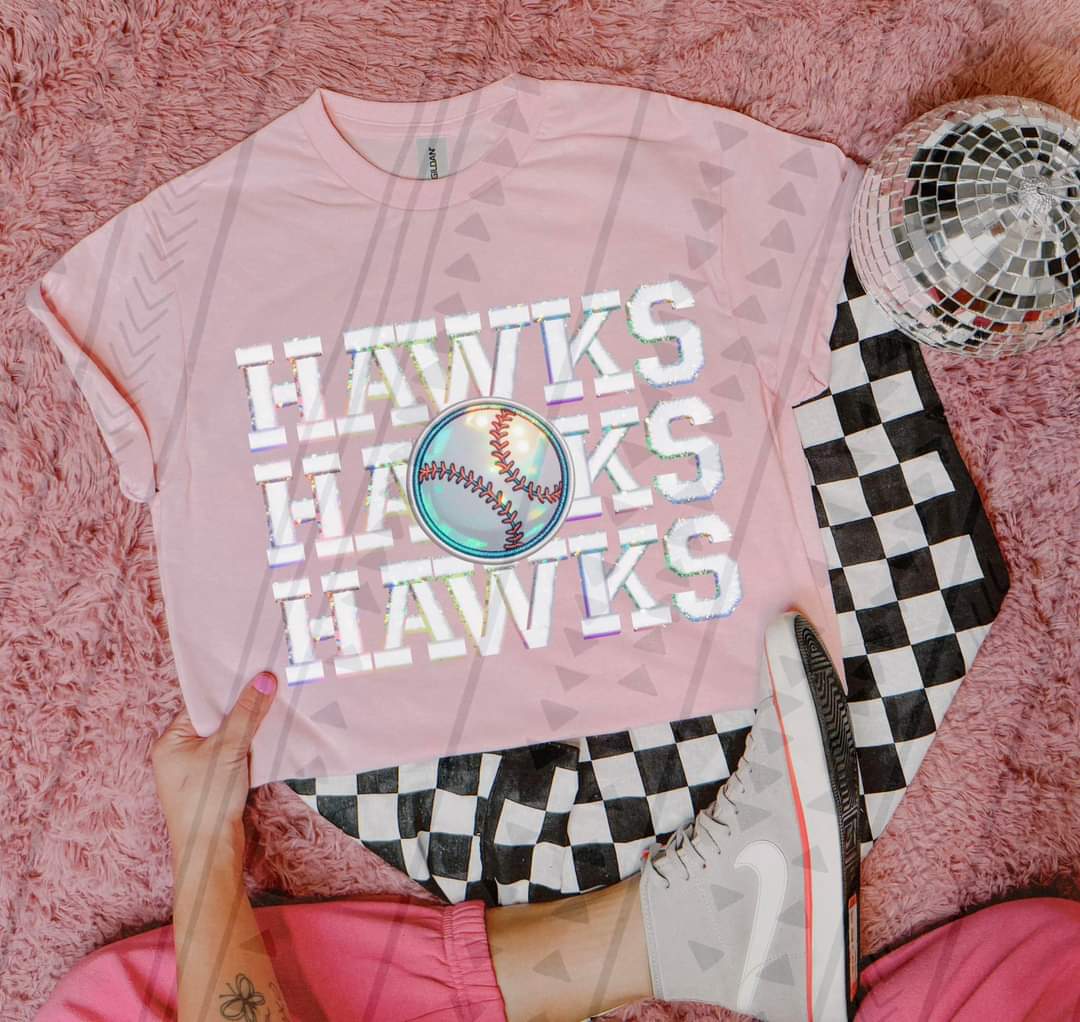 Hawks stacked (baseball) DTF transfer