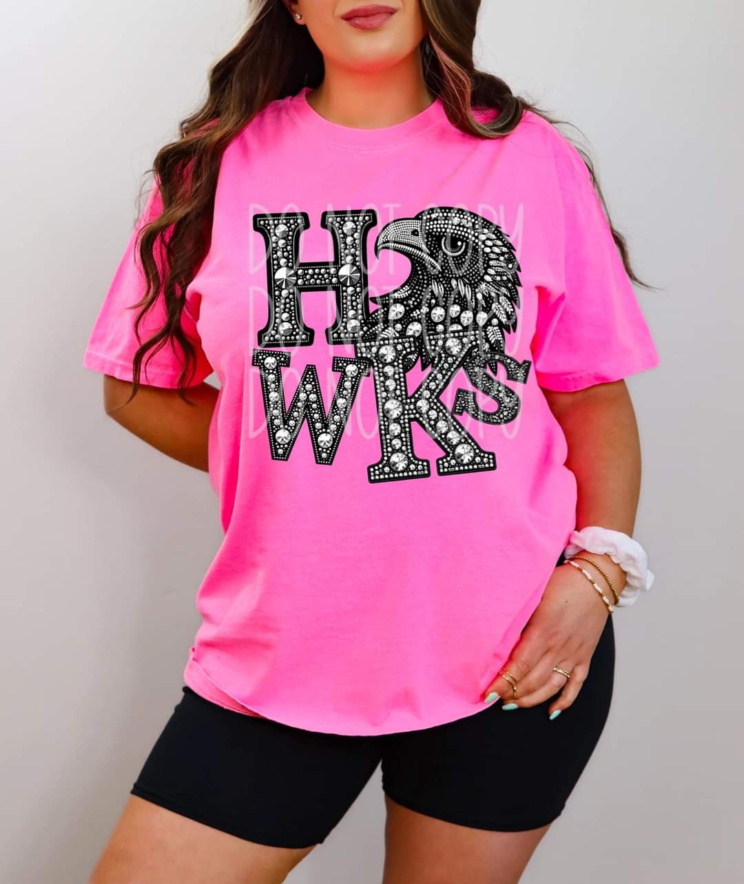 Hawks sequins DTF transfer