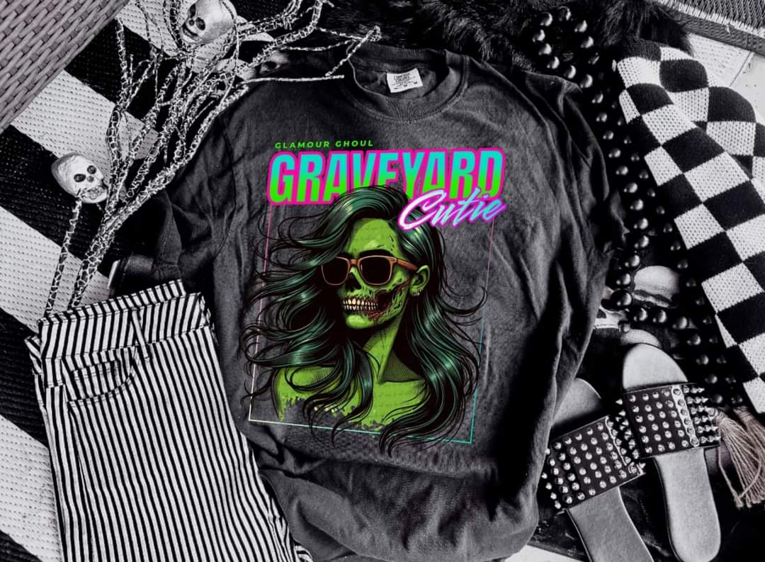 Glamour ghoul graveyard cutie green lady DTF transfer
