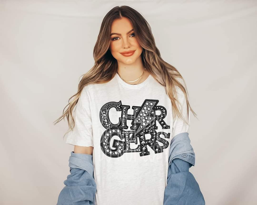 Chargers Lightning bolt RHINESTONE DTF transfer