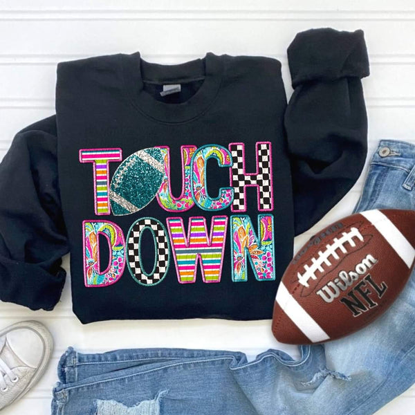 Touchdown blue sequins football CITY DTF transfer