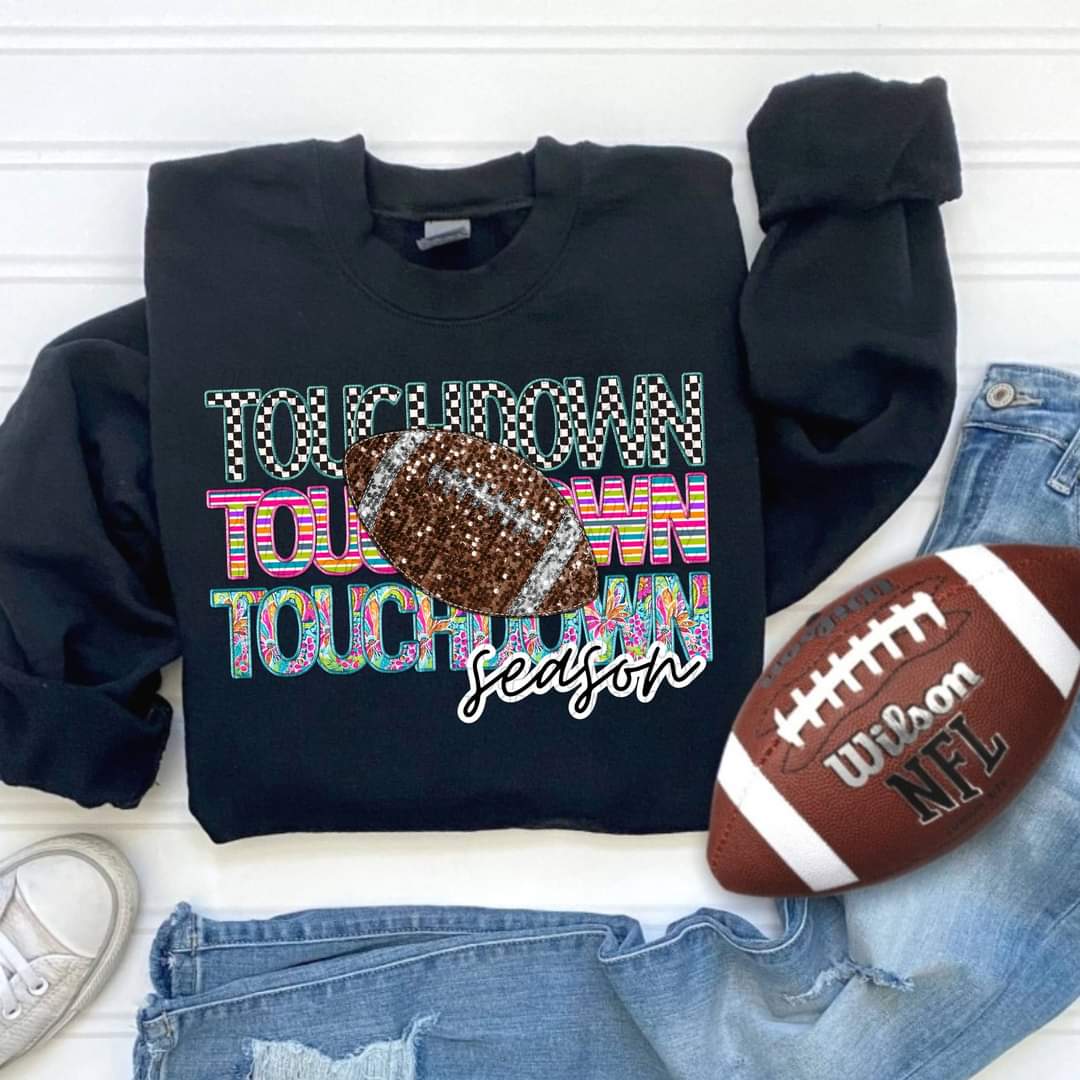 Touchdown STACKED brown sequins football CITY DTF transfer
