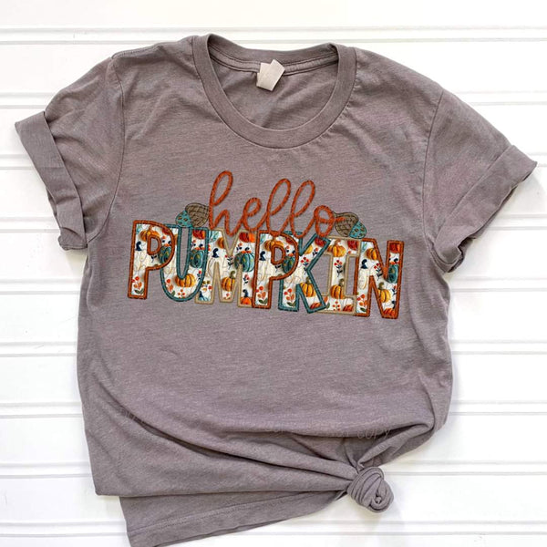 Hello pumpkin ACRONS fall embroidery font CITY DTF transfer