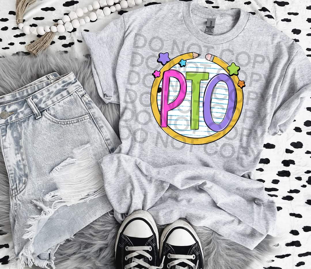 PTO paper with circle pencil colorful font DTF TRANSFER